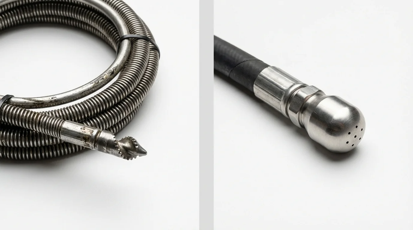 Drain snake cable and hydro jetting nozzle used for drain cleaning in Kekaha, HI