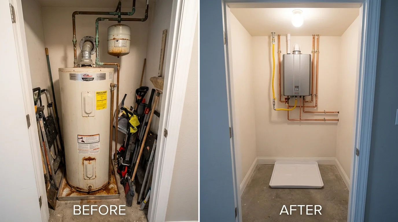 Tank water heater versus wall-mounted tankless unit comparison for Kekaha, HI homeowners