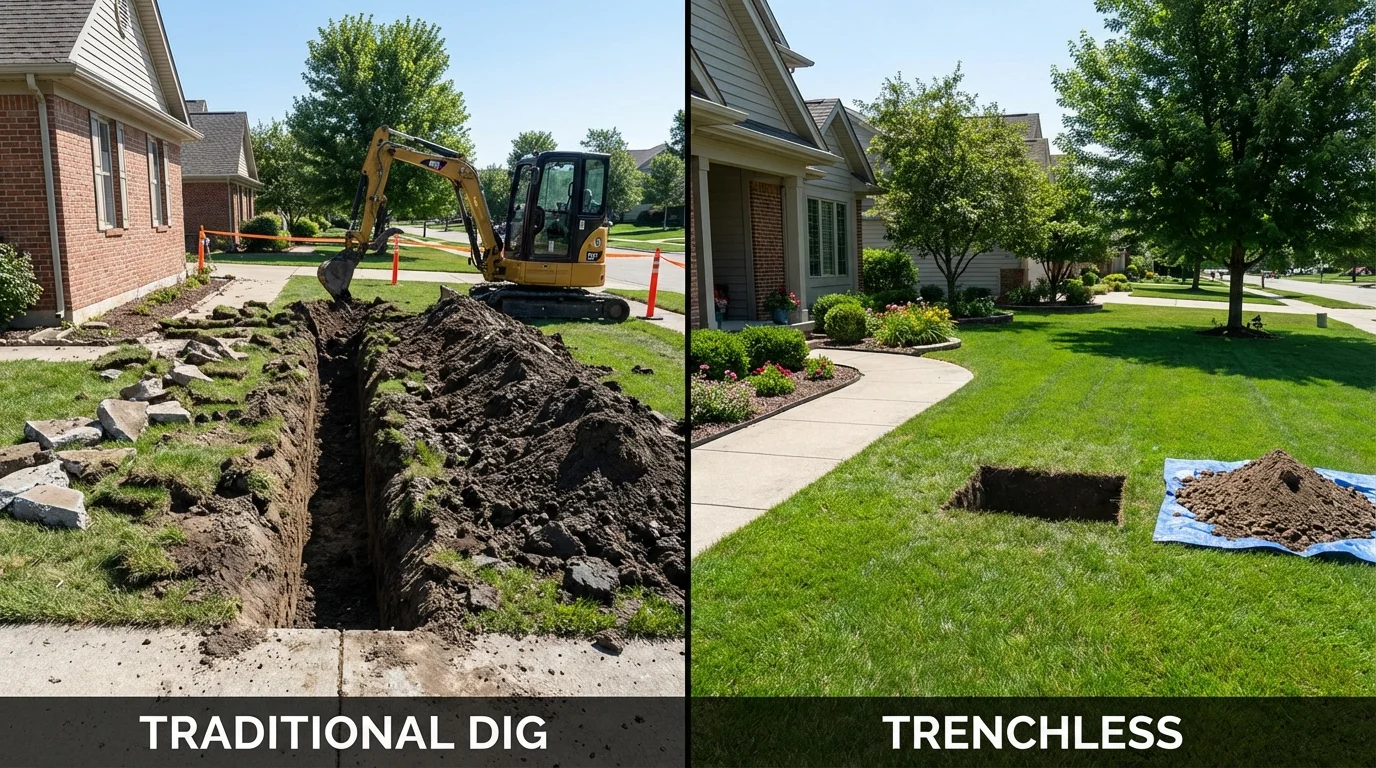 Trenchless sewer repair with minimal yard damage versus traditional excavation in Kekaha, HI